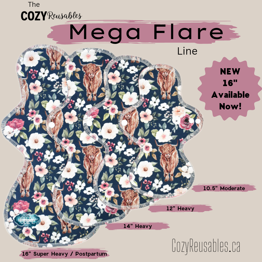 "Pastel Pink" *MEGA FLARE* Serged Cloth Pad • *New Core Method / NOT HIDDEN CORE* • Cotton Velour Topper