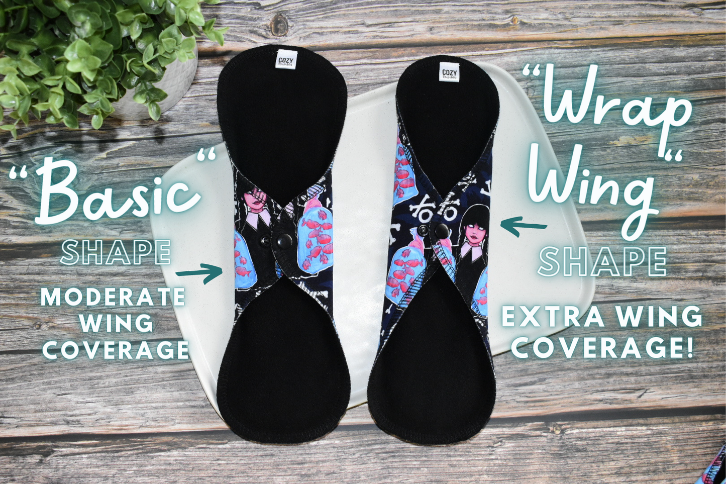 "Glitter Dixie" Basic shaped Serged Cloth Pad • Cotton French Terry Topper • Wavy Stitched Core