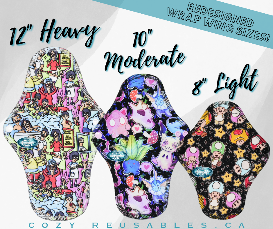 "Bright Aqua" *WRAP WING* Serged Cloth Pad • *New Core Method / NOT HIDDEN CORE* • Cotton Velour Topper