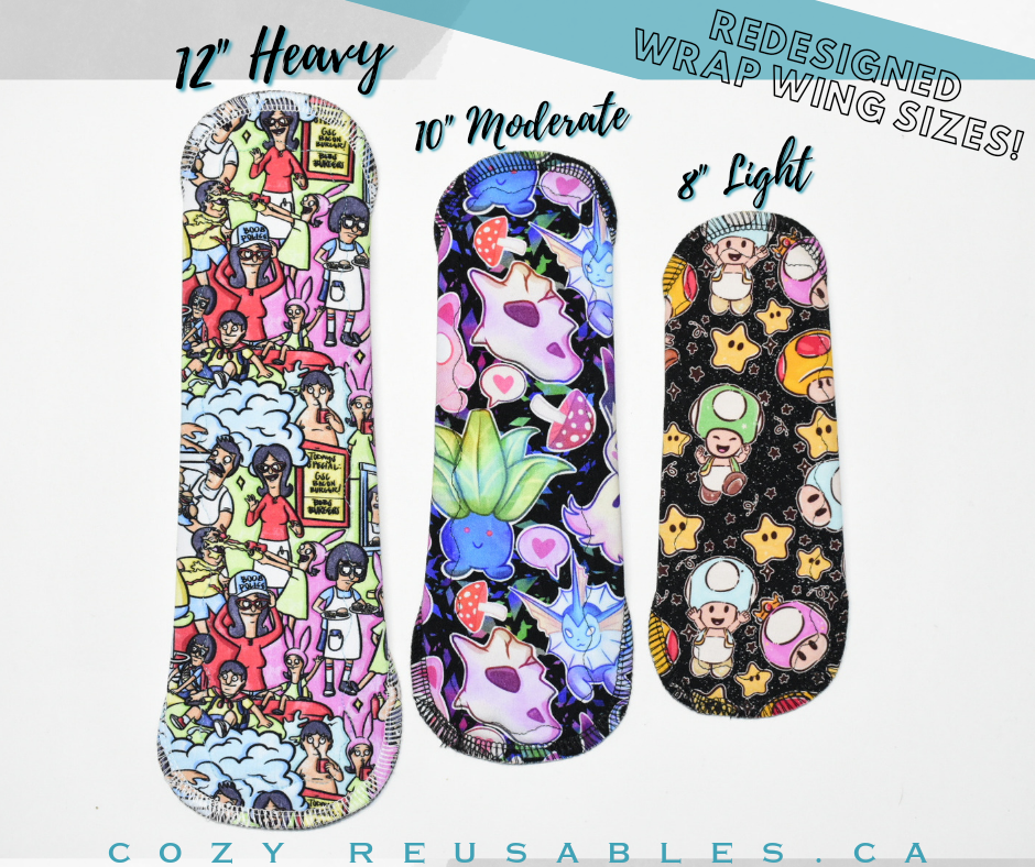 "Plant Keeper" *WRAP WING* Serged Cloth Pad • *New Core Method / NOT HIDDEN CORE* • Cotton Spandex Topper