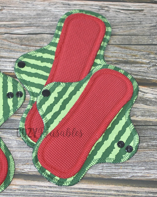 "Waffle-melons" Cotton Waffle Exposed Core Serged Cloth Pad - Cotton Spandex and Cotton Waffle Toppers
