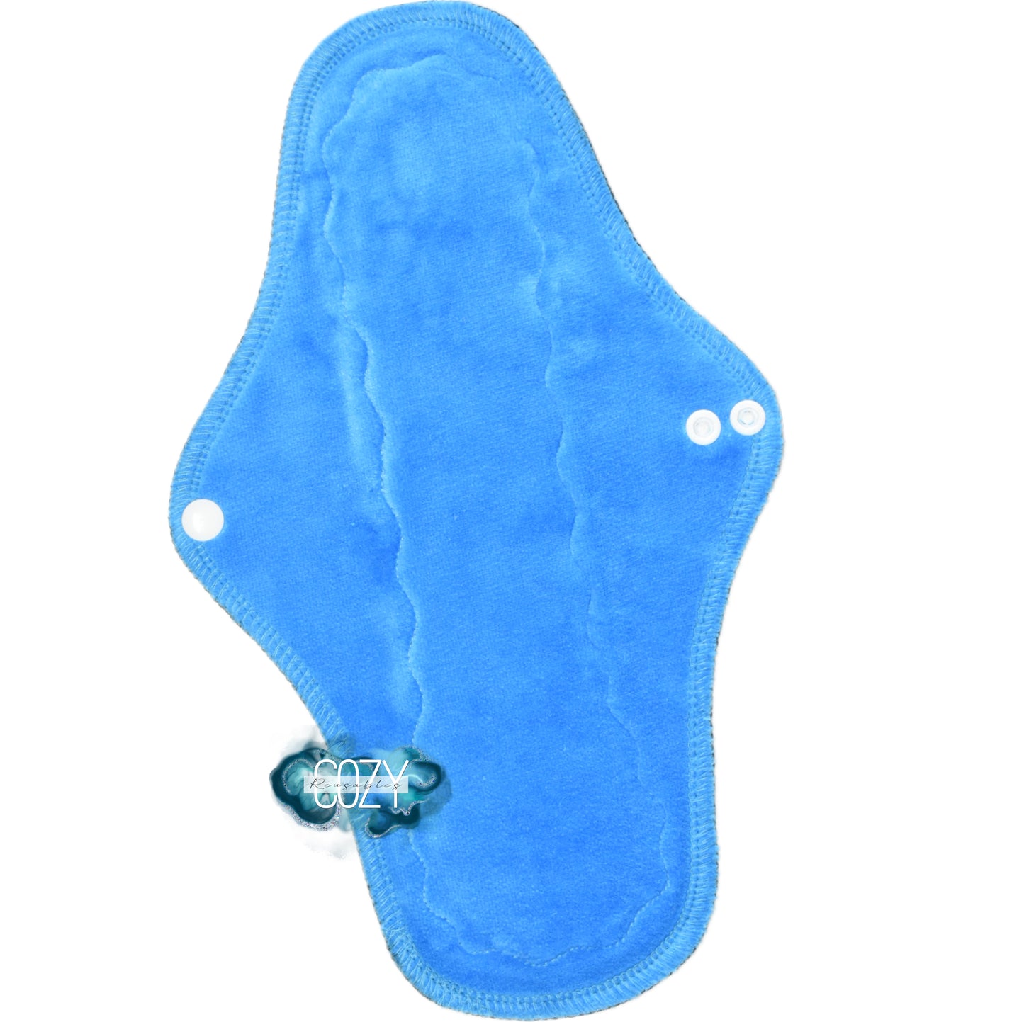 "Bright Aqua" *WRAP WING* Serged Cloth Pad • *New Core Method / NOT HIDDEN CORE* • Cotton Velour Topper