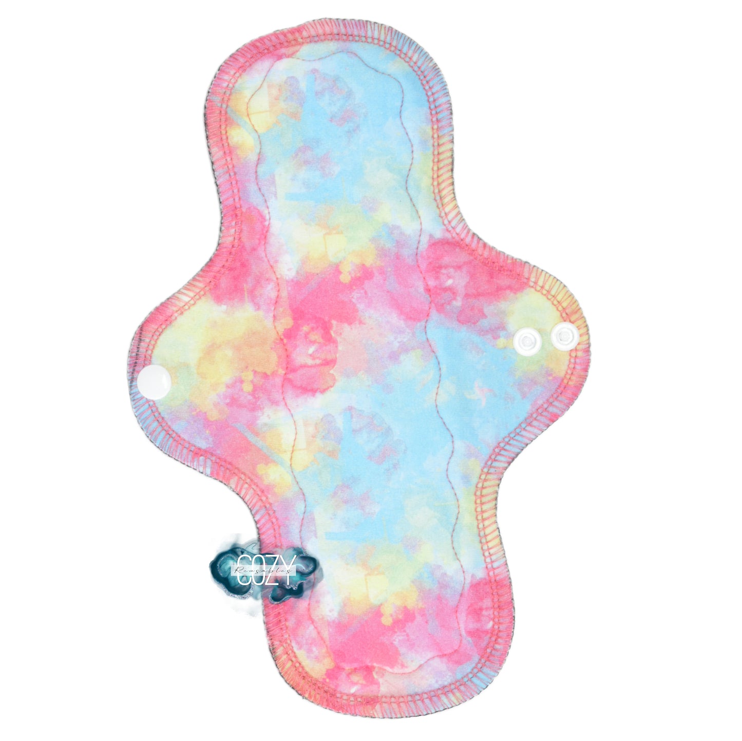 "Watercolor Splash" Serged Cloth Pad • *New Core Method / NOT HIDDEN CORE* • Ultra Heavy Wide & Thong Options! • Cotton Spandex Topper