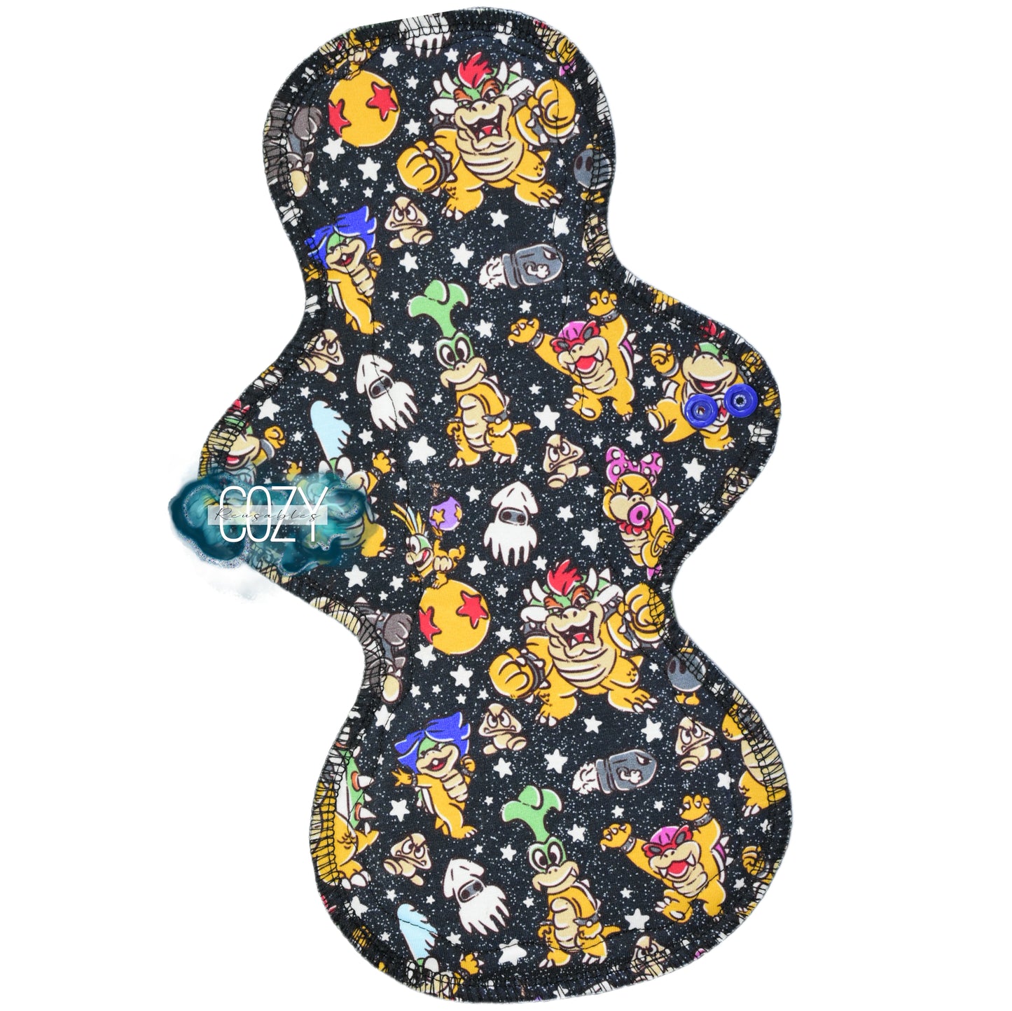 "Koop-Fam Smash" *MEGA FLARE* Serged Cloth Pad • Cotton Spandex Topper • Wavy Stitch Core