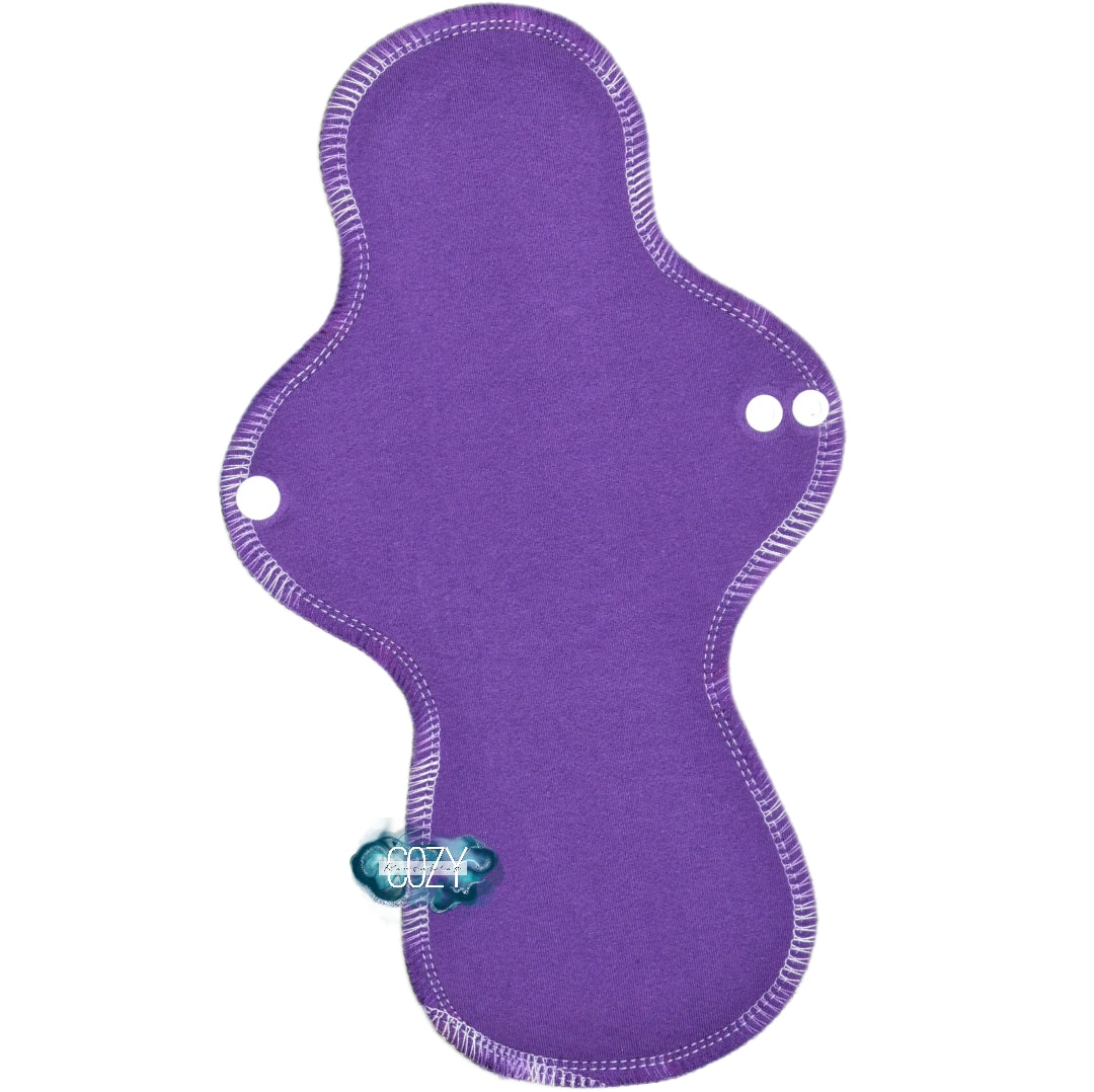 "Purple w/ Ombre Thread" *ASYMMETRICAL* Serged Cloth Pad - Organic Cotton Spandex Topper
