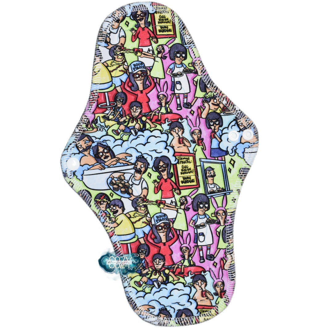 "Burger Of The Day" *WRAP WING* Serged Cloth Pad - *New Core Method / NOT HIDDEN CORE* - Cotton Spandex Topper