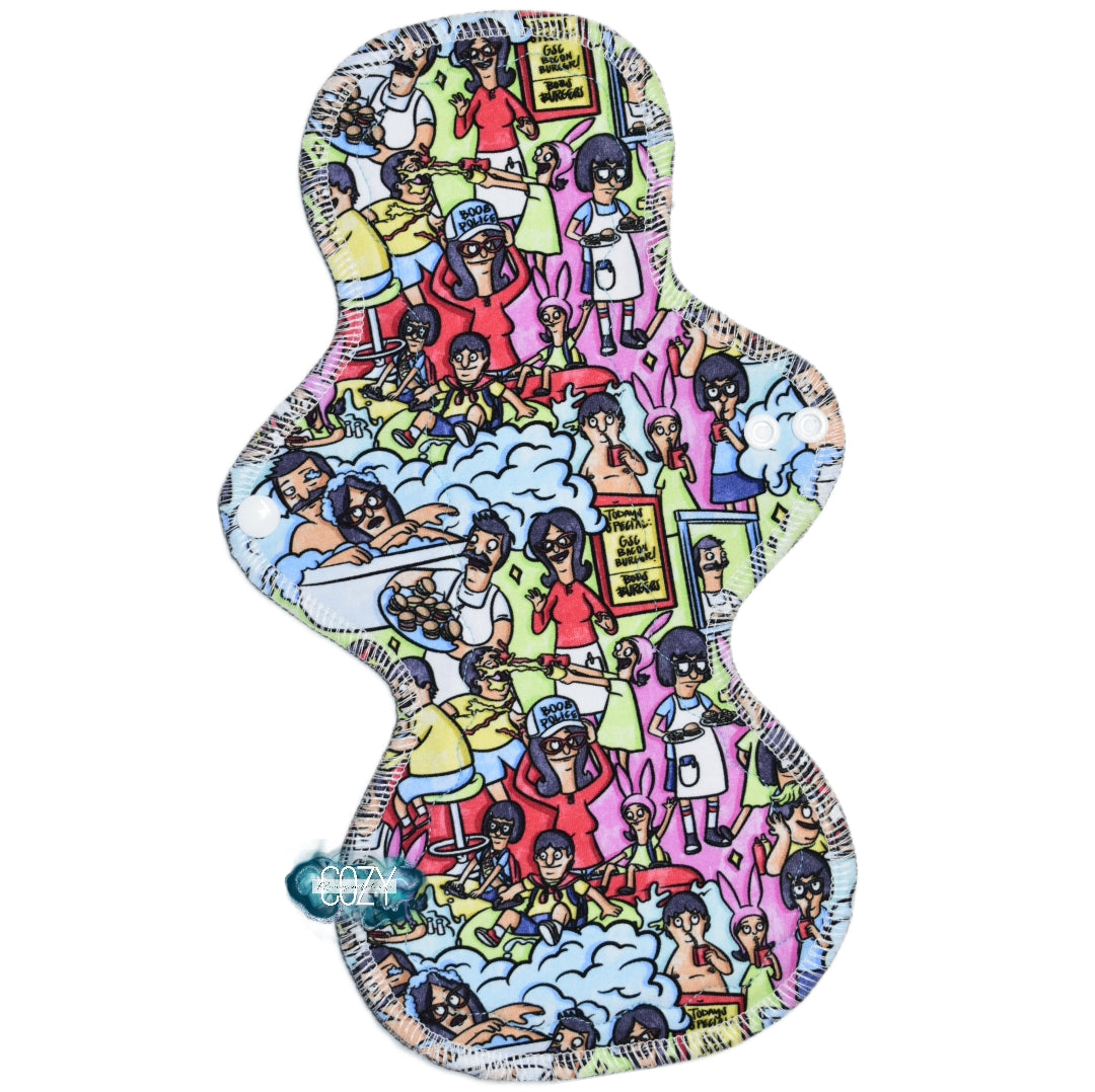 "Burger Of The Day" *MEGA FLARE Serged Cloth Pad - *New Core Method / NOT HIDDEN CORE* - Cotton Spandex Topper