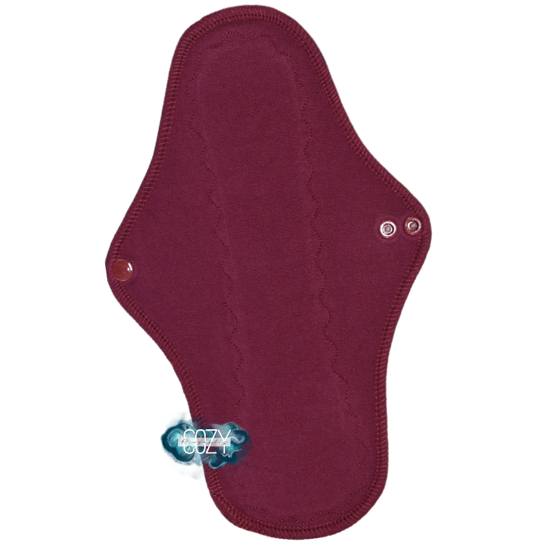 "Burgundy" *WRAP WING* Serged Cloth Pad - *New Core Method / NOT HIDDEN CORE* - OEKO-TEX® Organic Cotton Spandex Topper