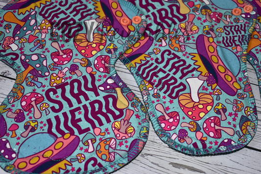 "Stay Weird" Serged Cloth Pad •  Cotton Spandex Topper • Wavy Stitched Core