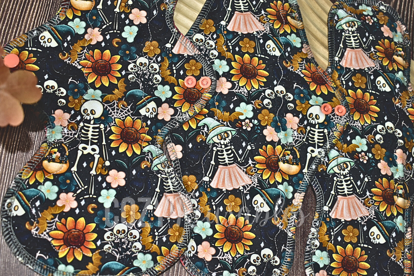 "Afterlife Garden" Serged Cloth Pad • Cotton Spandex Topper • Wavy Stitched Core (Copy)