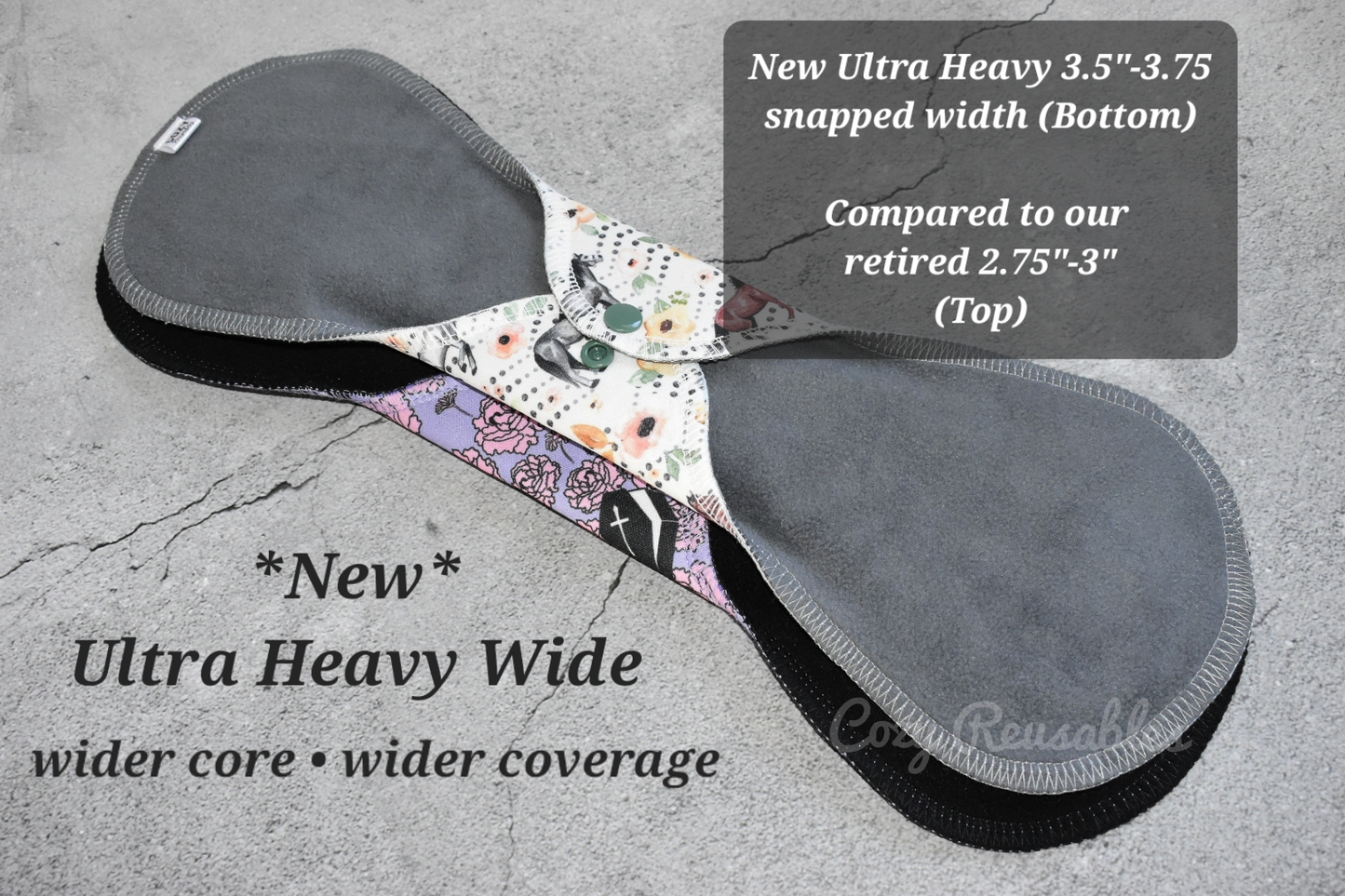 "Black" Serged Cloth Pad - (NEW Ultra Heavy Wide, & Thong Options!) - Air Wicking Jersey Topper