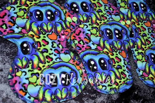 "Cweepy Cwawlies" Serged Cloth Pad •  Cotton Spandex Topper • Wavy Stitched Core