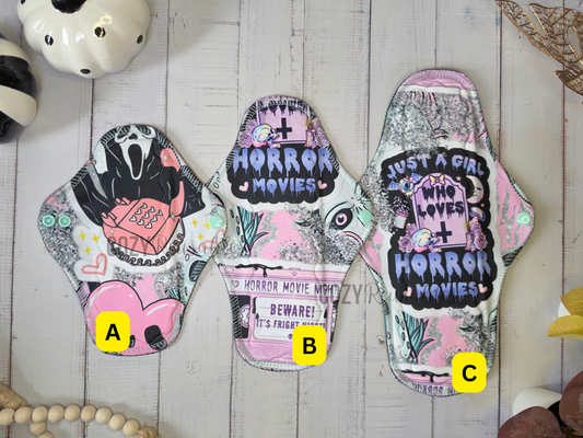 "Fright Night" *Wrap Wing* Serged Cloth Pad *CHOOSE Your Print Placement!* • Pique Topper • Wavy Stitched Core