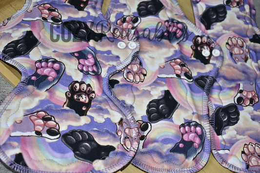"Heavenly Toebeans" Serged Cloth Pad •  Cotton Spandex Topper • Wavy Stitched Core