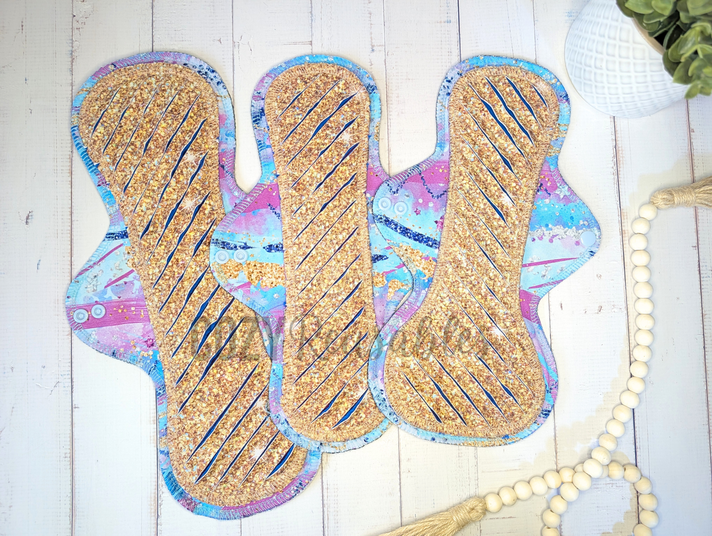 "Golden Dixie" Exposed Core GUSHER Serged Cloth Pad - Cotton French Terry, Cotton Spandex & Flannel Toppers