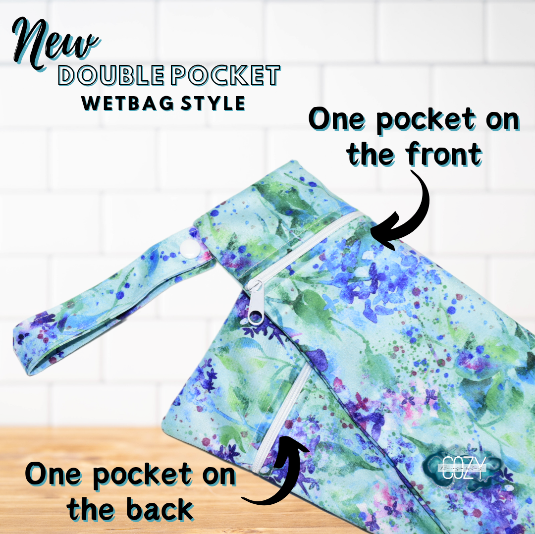 *NEW STYLE* - Large - Double Pocket Wetbag - Pocket on Front & Back - 11"×15" Waterproof PUL Bag