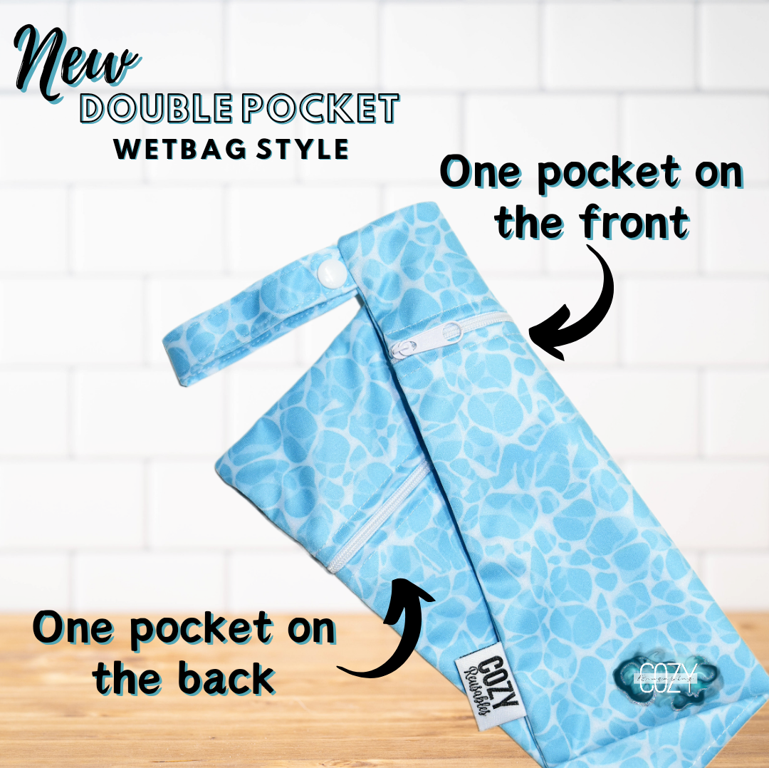 *NEW STYLE* - Small - Double Pocket Wetbag - Pocket on Front & Back - 8"×9" Waterproof PUL Bag
