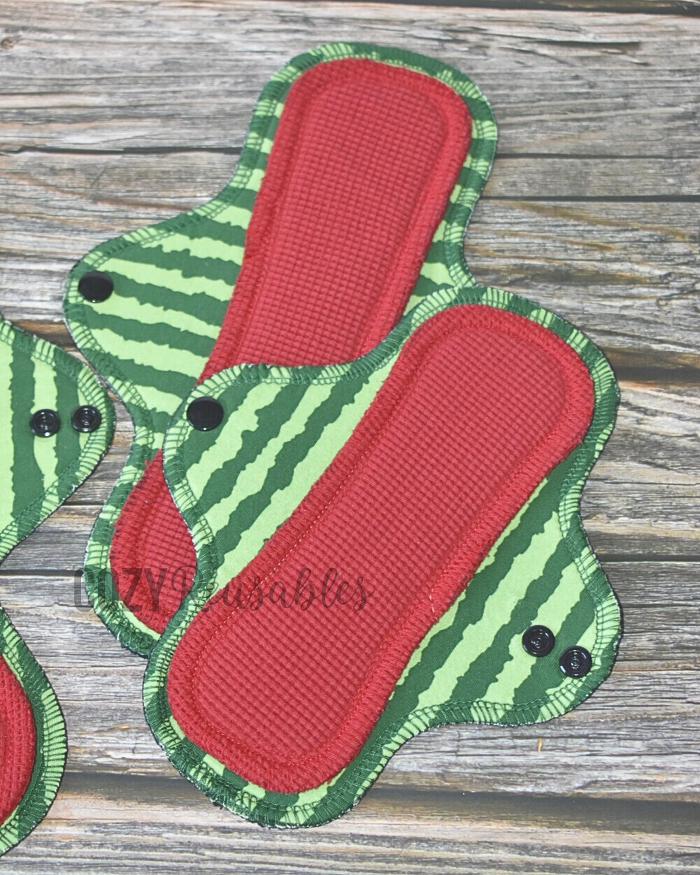 "Waffle-melons" Cotton Waffle Exposed Core Serged Cloth Pad - Cotton Spandex and Cotton Waffle Toppers