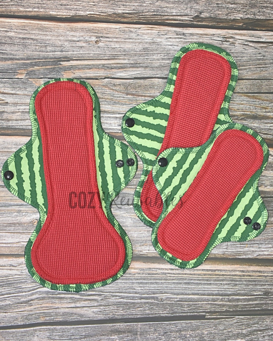 "Waffle-melons" Cotton Waffle Exposed Core Serged Cloth Pad - Cotton Spandex and Cotton Waffle Toppers