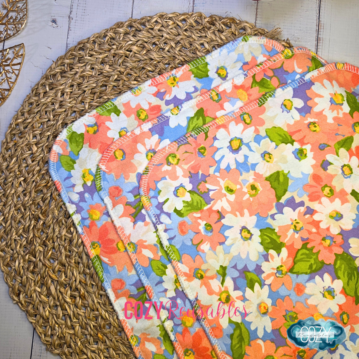 "Watercolor Garden" 6 Pack Unpaper Towels - 1 Ply - 10.5"x12" Sheets - 100% Cotton Flannel