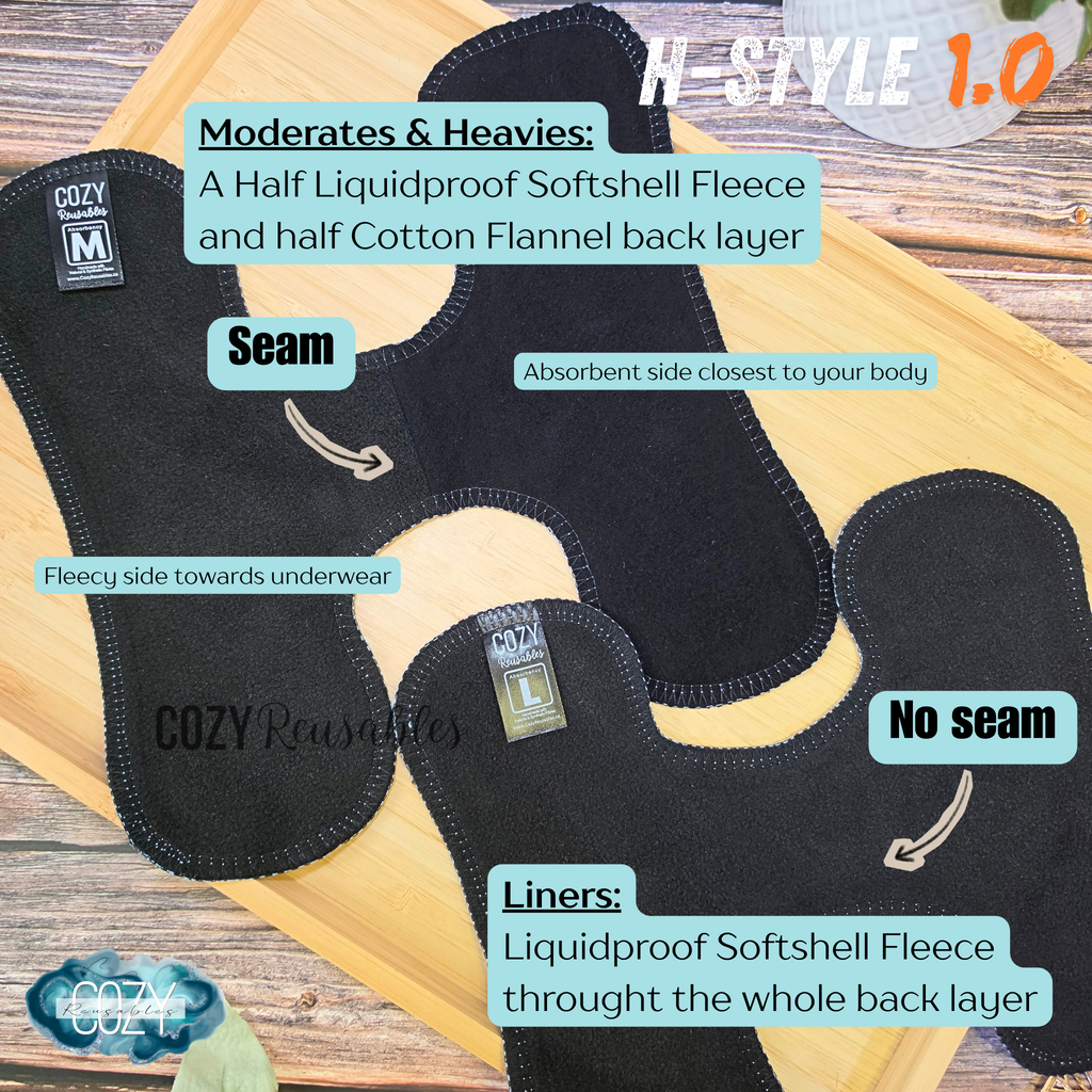 "Midnight Moth Glow" - NEW *H-STYLE* Snapless Cloth Pad - "Flip-to-Fresh" Liner Option! - Serged Edge