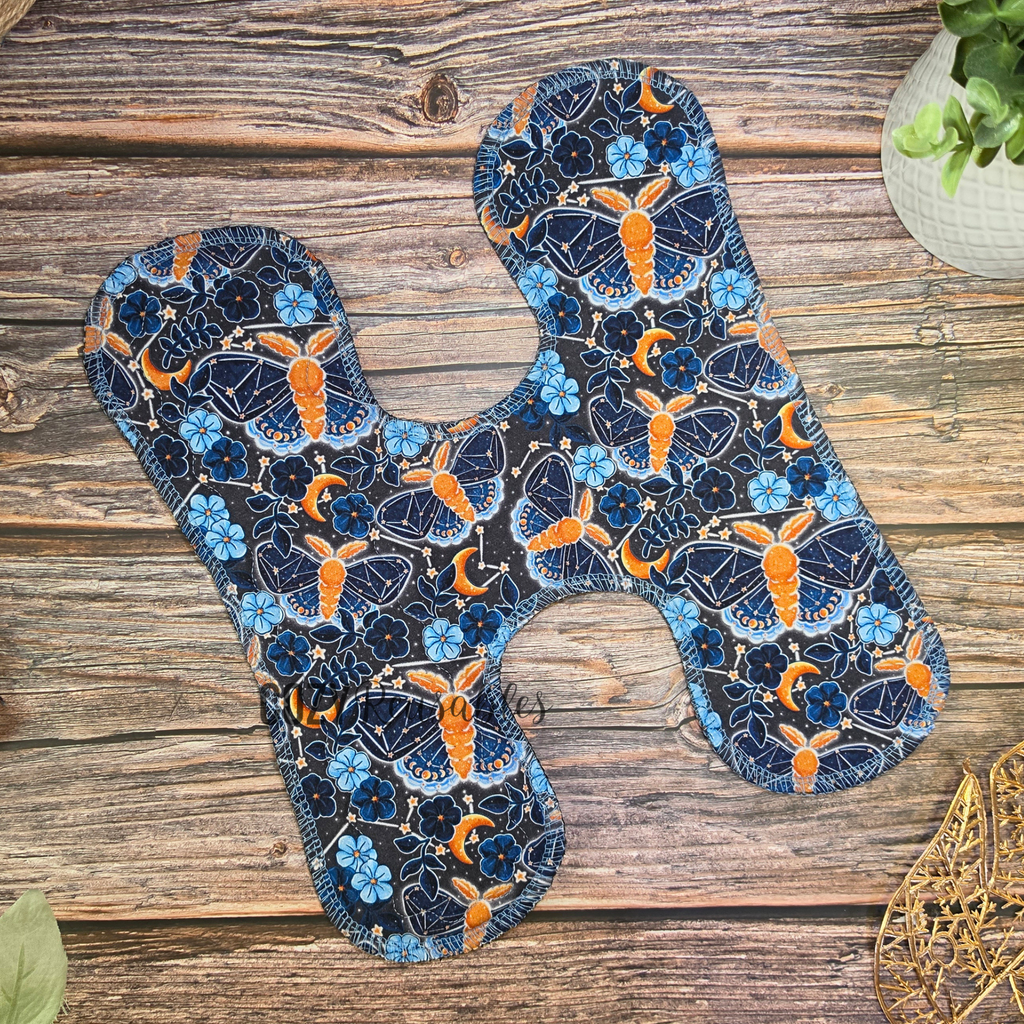 "Midnight Moth Glow" - NEW *H-STYLE* Snapless Cloth Pad - "Flip-to-Fresh" Liner Option! - Serged Edge