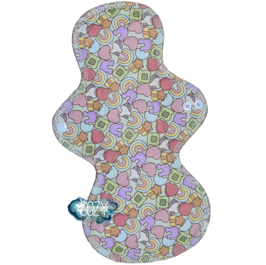 "Lucky Charms" *MEGA FLARE* Serged Cloth Pad • *New Core Method / NOT HIDDEN CORE* • Cotton Spandex Topper