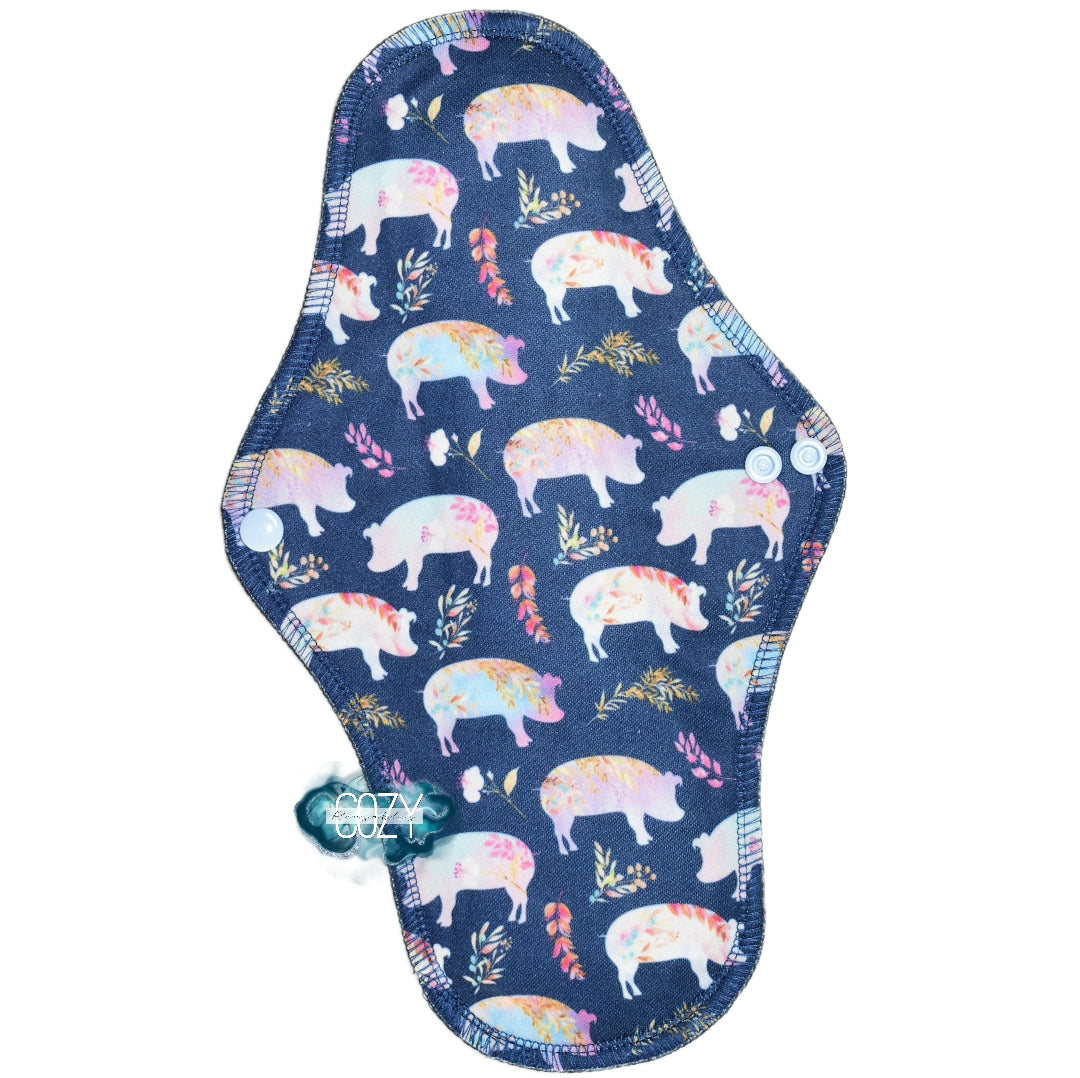 "Pig-ment of our Imagination" *WRAP WING* Serged Cloth Pad - Moisture Wicking Pique Topper