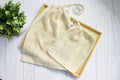 100% Cotton Produce Bags - Small & Large Drawstring Bag with Wooden Bead Closure