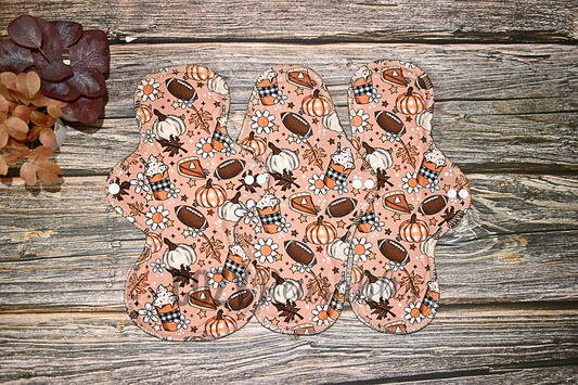 "Autumn Vibes" Serged Cloth Pad •  Cotton Spandex Topper • Wavy Stitched Core