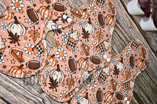 "Autumn Vibes" Serged Cloth Pad •  Cotton Spandex Topper • Wavy Stitched Core