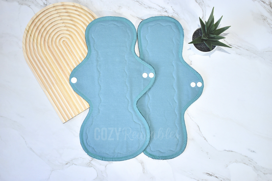 "Seafoam" Serged Cloth Pad • BYOB Bundle Discounts • Cotton Spandex Topper • Wavy Stitched Core