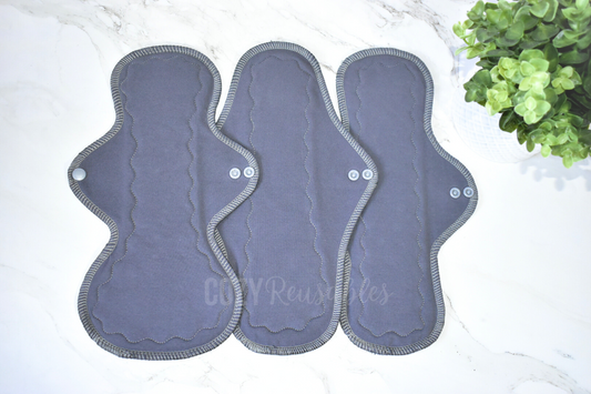 "Stone Grey" Serged Cloth Pad • BYOB Bundle Discounts • Cotton Spandex Topper • Wavy Stitched Core