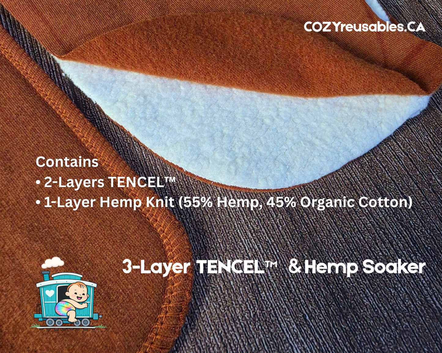 "Amethyst" • Cozy Caboose Preflat Cloth Diaper • TENCEL™ Lyocell • Optional Add-On Booster or Hemp Soaker
