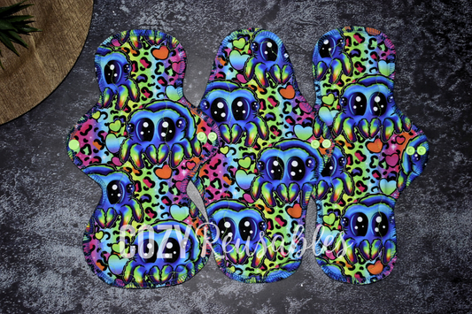 "Cweepy Cwawlies" Serged Cloth Pad •  Cotton Spandex Topper • Wavy Stitched Core