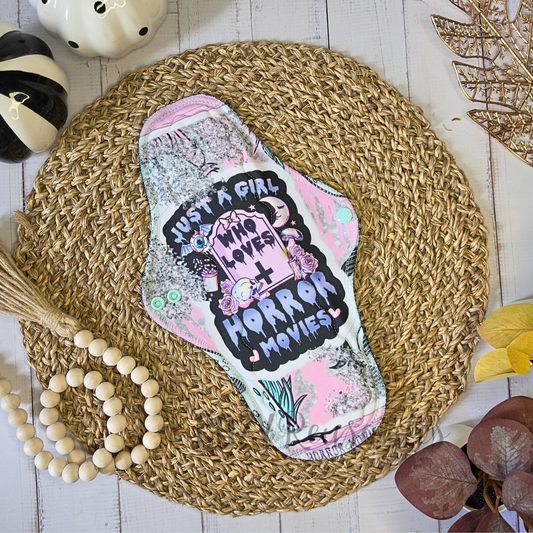 "Fright Night" *Wrap Wing* Serged Cloth Pad *CHOOSE Your Print Placement!* • Pique Topper • Wavy Stitched Core