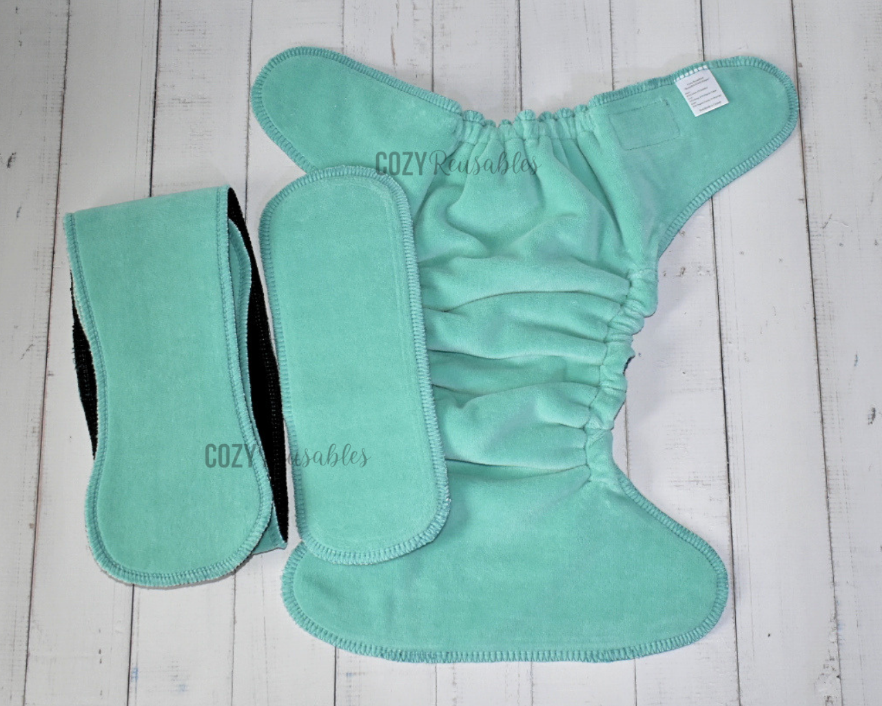 "Moonlit Meadow" Cozy Caboose Snapless Fitted Cloth Diaper • 3 Piece System • Fold Down Rise • Cotton Spandex Outer, Organic Cotton Velour Inner, Hemp Core