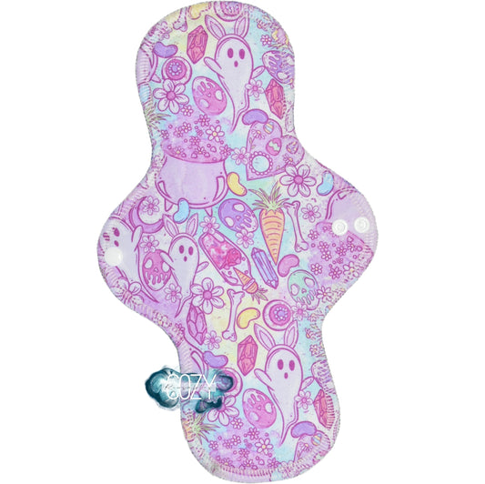 "Haunted Easter" Serged Cloth Pad • *New Core Method / NOT HIDDEN CORE* • Ultra Heavy Wide & Thong Options! • Cotton Spandex Topper