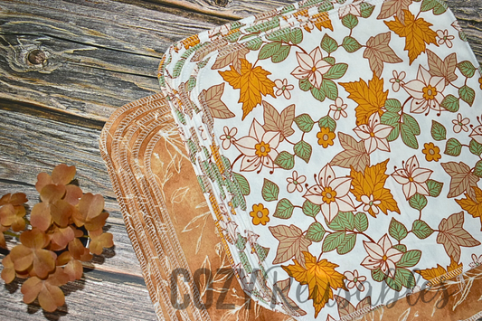 "Autumn Leaves" *11* Pack Unpaper Towels - 1 Ply - 12"x12" Sheets - 100% Cotton Flannel