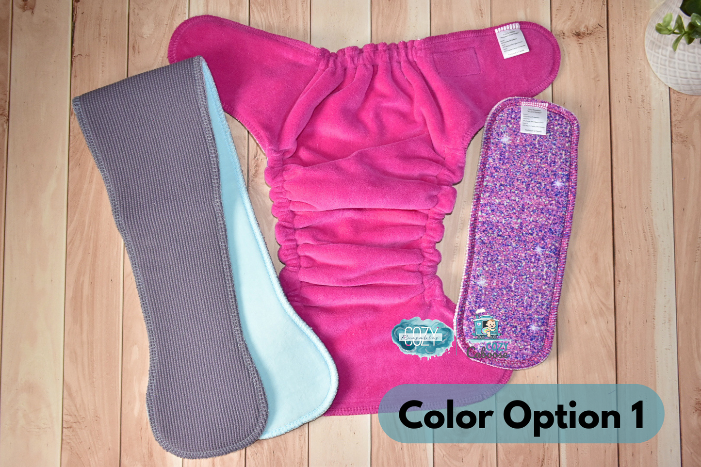 "Ultraviolet Baphomets" Cozy Caboose Snapless Fitted Cloth Diaper • 3 Piece System • Fold Down Rise • Cotton Spandex Outer, Organic Cotton Velour Inner, Hemp Core