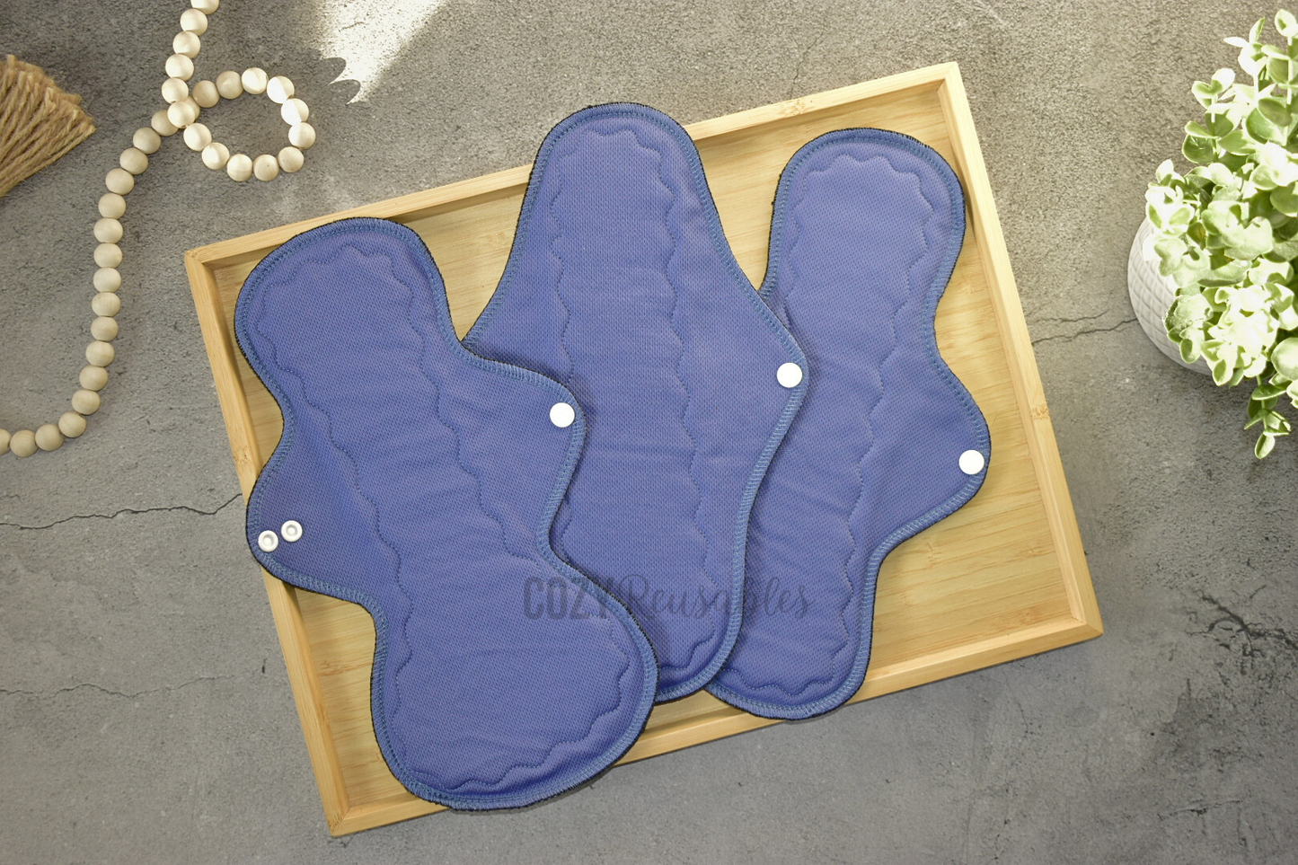 "Ash Blue" Serged Cloth Pad • BYOB Bundle Discounts • Air Wicking Jersey Topper • Wavy Stitched Core