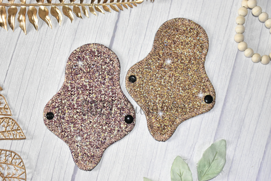 "Gilded Stardust" Serged Cloth Pad •  Cotton Spandex Topper • Wavy Stitched Core