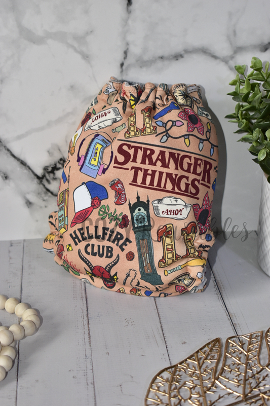 "Friends Don't Lie" Cozy Caboose Snapless Fitted Cloth Diaper • 3 Piece System • Fold Down Rise • Cotton Spandex Outer, Organic Cotton Velour Inner, Hemp Core