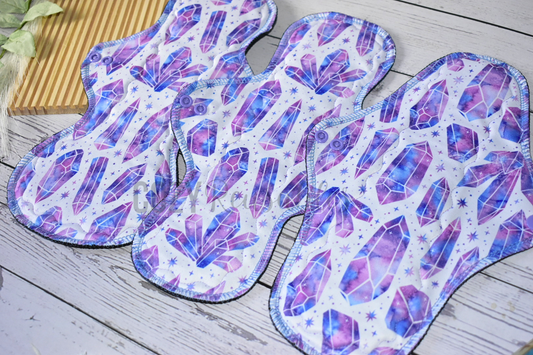 "Cosmic Crystals" Serged Cloth Pad •  Pique Topper • Wavy Stitched Core