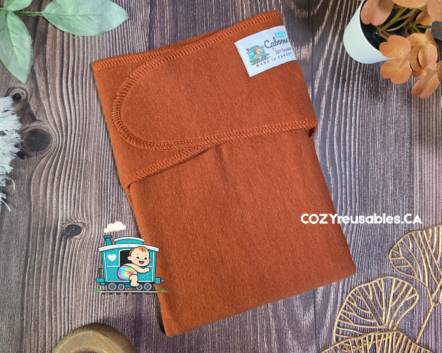 "Harvest" • Cozy Caboose Preflat Cloth Diaper • TENCEL™ Lyocell • Optional Add-On Booster or Hemp Soaker