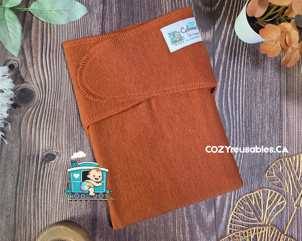 "Harvest" • Cozy Caboose Preflat Cloth Diaper • Oeko-Tex TENCEL™ Lyocell • Optional Add-On Booster or Hemp Soaker