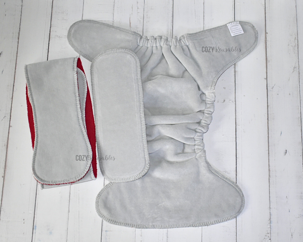 "Friends Don't Lie" Cozy Caboose Snapless Fitted Cloth Diaper • 3 Piece System • Fold Down Rise • Cotton Spandex Outer, Organic Cotton Velour Inner, Hemp Core