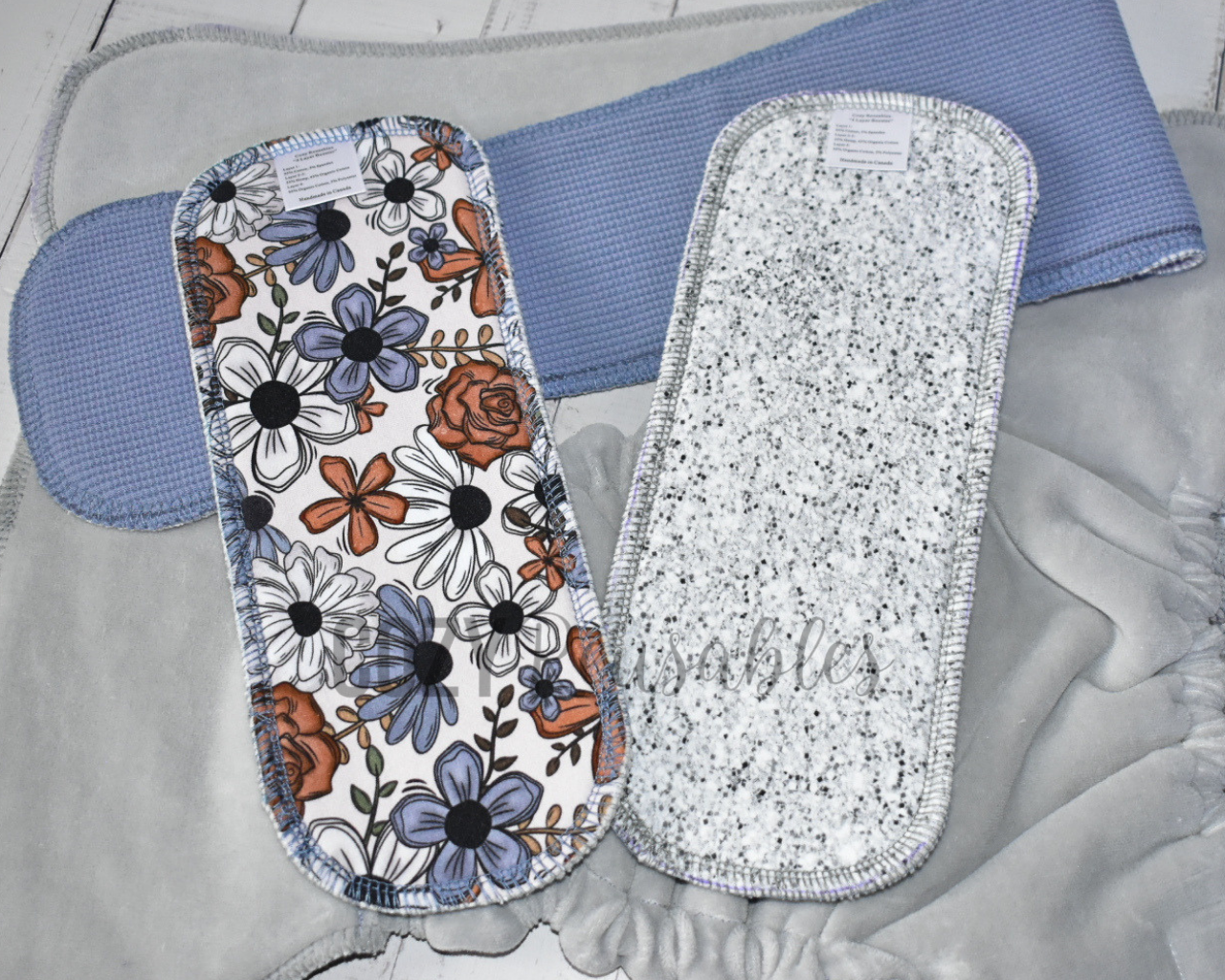 "Bronze Bloom" *Larger Fit* Option • Cozy Caboose Snapless Fitted Cloth Diaper • 3 Piece System • Fold Down Rise • Cotton Spandex Outer, Organic Cotton Velour Inner, Hemp Core