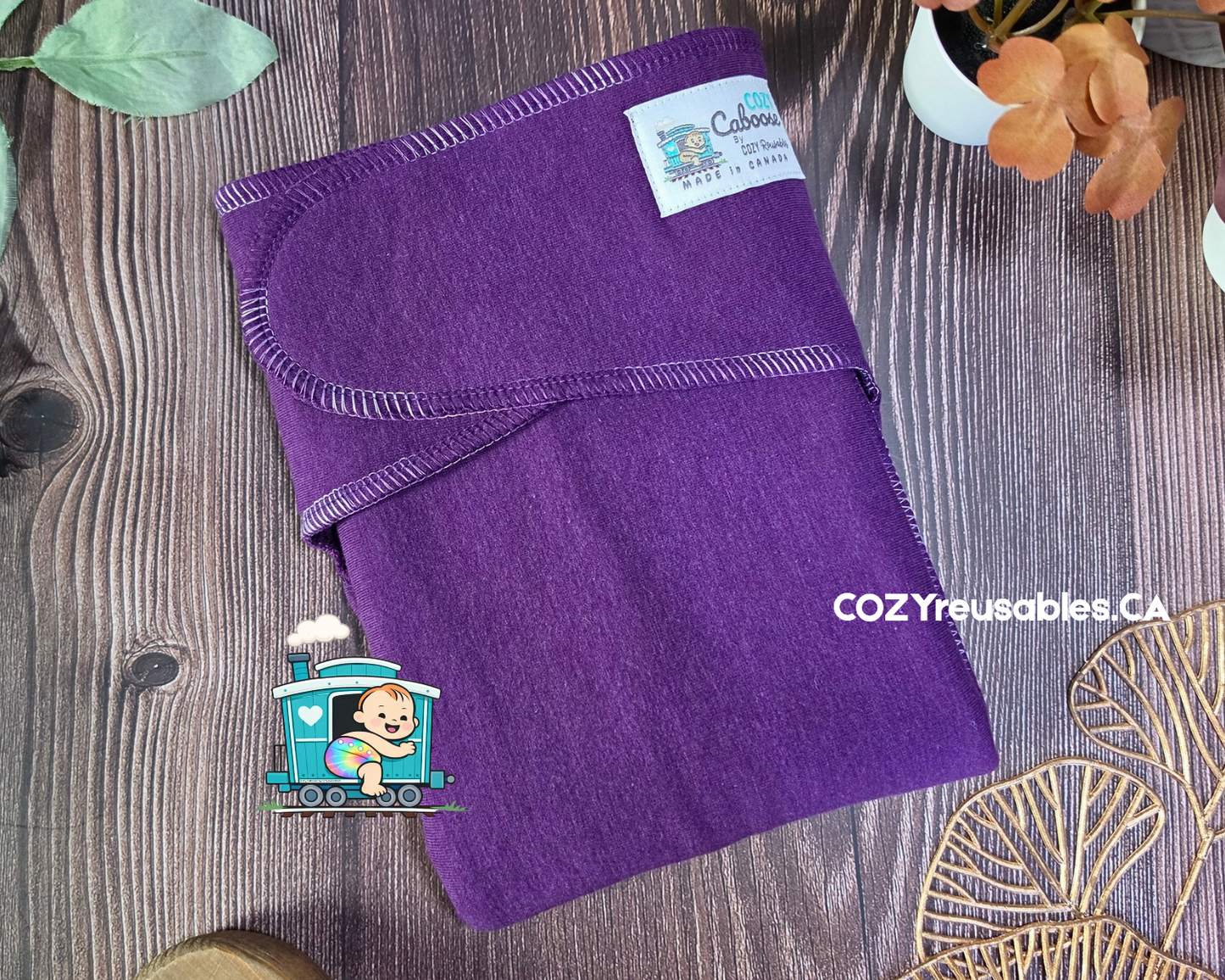 "Amethyst" • Cozy Caboose Preflat Cloth Diaper • TENCEL™ Lyocell • Optional Add-On Booster or Hemp Soaker