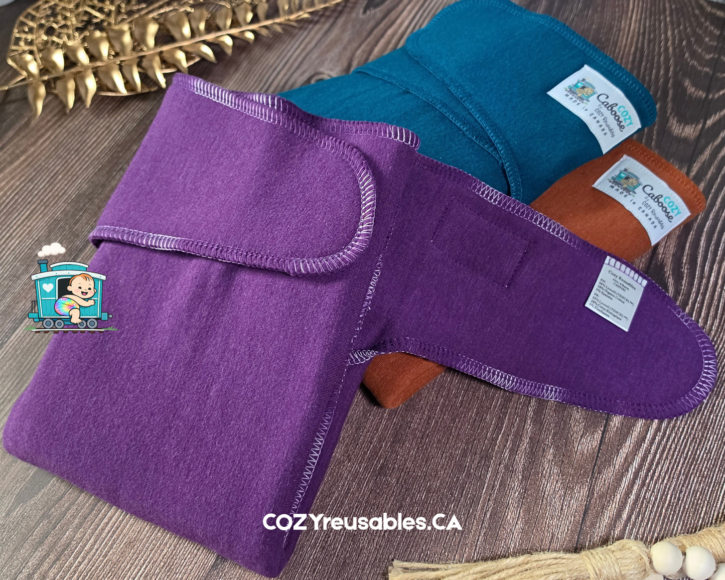 "Amethyst" • Cozy Caboose Preflat Cloth Diaper • TENCEL™ Lyocell • Optional Add-On Booster or Hemp Soaker